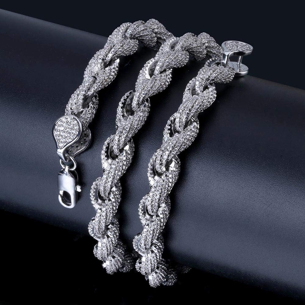 YOSZO 18K Gold Plated Hip Hop Iced out Lab Diamond Rope Chain Necklace Bracelet for Men