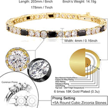 Laden Sie das Bild in den Galerie-Viewer, YOSZO Tennis Bracelets for Women 4MM Diamond Silver Chain Bracelet 14K Gold Plated Classic Cubic Zirconia Bracelet for Men