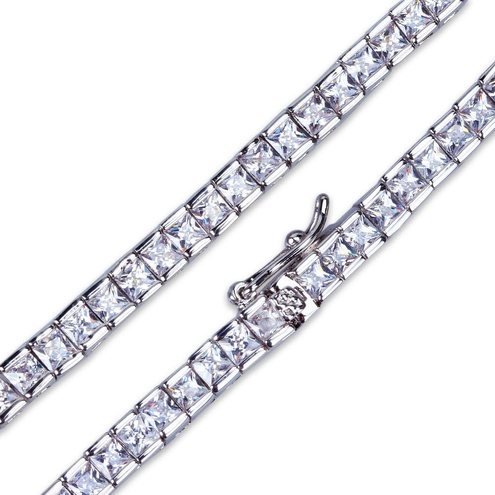 YOSZO 1 Row AAA All Iced Out Tennis Bling 4-6mm Square Cut Lab Simulated Diamond Bracelet 8" 7''