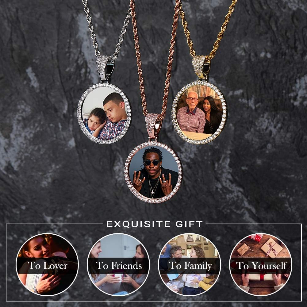 YOSZO Necklace with Picture Inside 18K Gold Plated Custom Picture Necklace Personalized Photo Necklace Memory Gifts for Men