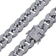 Charger l&#39;image dans la galerie, YOSZO 14mm 18K Gold Plated Prong Setting Iced Out Miami Cuban Link Chain Choker Necklace for Men and Women Hip Hop(14mm White Gold, 18)