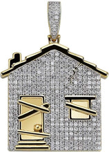 Charger l&#39;image dans la galerie, YOSZO Hip Hop Iced Out Trap House Pendant 14k Gold Plated Simulated Diamond Necklace with Rope Chain for Men