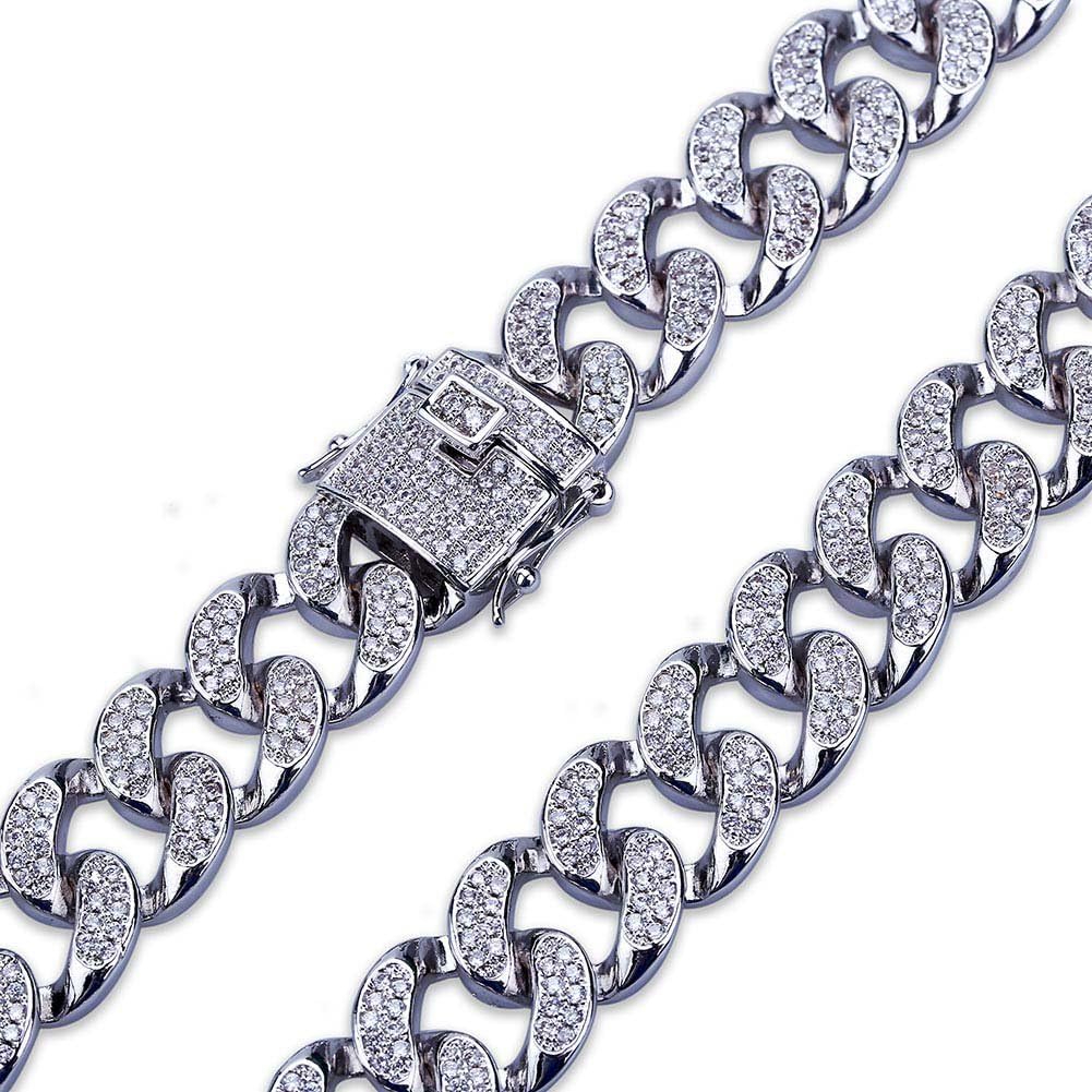 YOSZO 14mm 18k Gold Plated All ICED Out Simulated Diamond Miami Cuban Chain Bracelet 8"