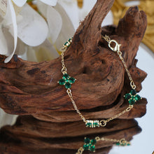 Load image into Gallery viewer, Lucky Four Leaf Clover Gold Chain Bracelet for Women, 14K Gold Plated Adjustable Clover Bracelet, Elegant Green Clover Jewelry Gift for Valentine&#39;s Day &amp; Mother&#39;s Day