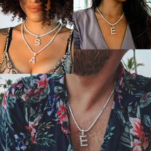 Load image into Gallery viewer, YOSZO Tennis Letter Chain Initial Pendant Necklace Silver Personalized Name Chain Necklace for Women Men