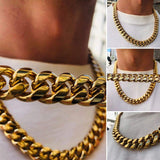 YOSZO 12mm 18k Gold Plated Gangster Cuban Chain Necklace With 1ct Lab Diamond Clasp