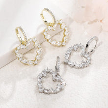 Charger l&#39;image dans la galerie, YOSZO Hollow Heart Dangle Huggie Earrings 14K Gold Plated Iced Out Princess Pear Marquise Round Lab Simulated Diamond Cubic Zirconia Dangle Drop Hoop Heart Earrings for Men Women Girls