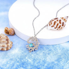 Load image into Gallery viewer, Light Blue Topaz Birthstone Necklace for Women, 925 Sterling Silver Wave Pendant with Cubic Zirconia, Adjustable 38+4cm Coastal Jewelry Gift, December Birthstone