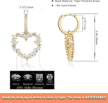 Charger l&#39;image dans la galerie, YOSZO Hollow Heart Dangle Huggie Earrings 14K Gold Plated Iced Out Princess Pear Marquise Round Lab Simulated Diamond Cubic Zirconia Dangle Drop Hoop Heart Earrings for Men Women Girls