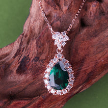 Load image into Gallery viewer, Birthstone Pendant Necklace for Women, Rose Gold Plated 925 Silver Adjustable Chain,  Gemstone &amp; Zircon Halo Pendant, Elegant Retro Jewelry Gift for Her