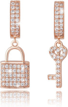 Charger l&#39;image dans la galerie, YOSZO Iced Out Dangle Hoop Earrings 14K Gold Silver 5A+ Cubic Zirconia Star Pin Lock Key Cartilage Hoop Dangle Drop Earrings For Men Women