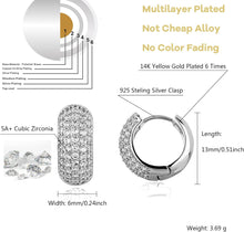 Load image into Gallery viewer, YOSZO Diamond Gold Hoop Earrings 5A+ Cubic Zirconia 14K Gold Small Chunky Thick Cartilage Hoop Huggie Earrings For Men Women