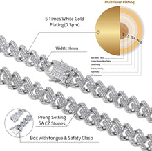 Load image into Gallery viewer, YOSZO Hip Hop 14mm 6 Times Heavy 14K Gold Plated Miami Cuban Link Chain Choker for Men Full Iced out Prong Setting Bling CZ Rapper Necklace