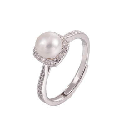 【Ring】Silver Ring with Natural Freshwater Pearl, Classic Lightweight Design, Luxury Jewelry for Women, Perfect Dating Gift