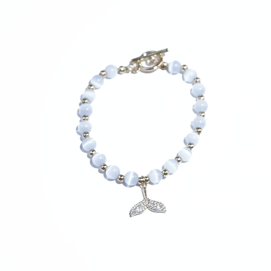【 Bracelet】Cat's Eye Stone Bracelet with Zircon Mermaid Tail, Elegant & Romantic for Daily Wear & Gifting