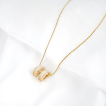 Load image into Gallery viewer, 【Necklace】Pearlescent Cylinder Necklace Gold Stainless Steel Chain Zircon Accent Minimalist Modern Elegant Jewelry for Women