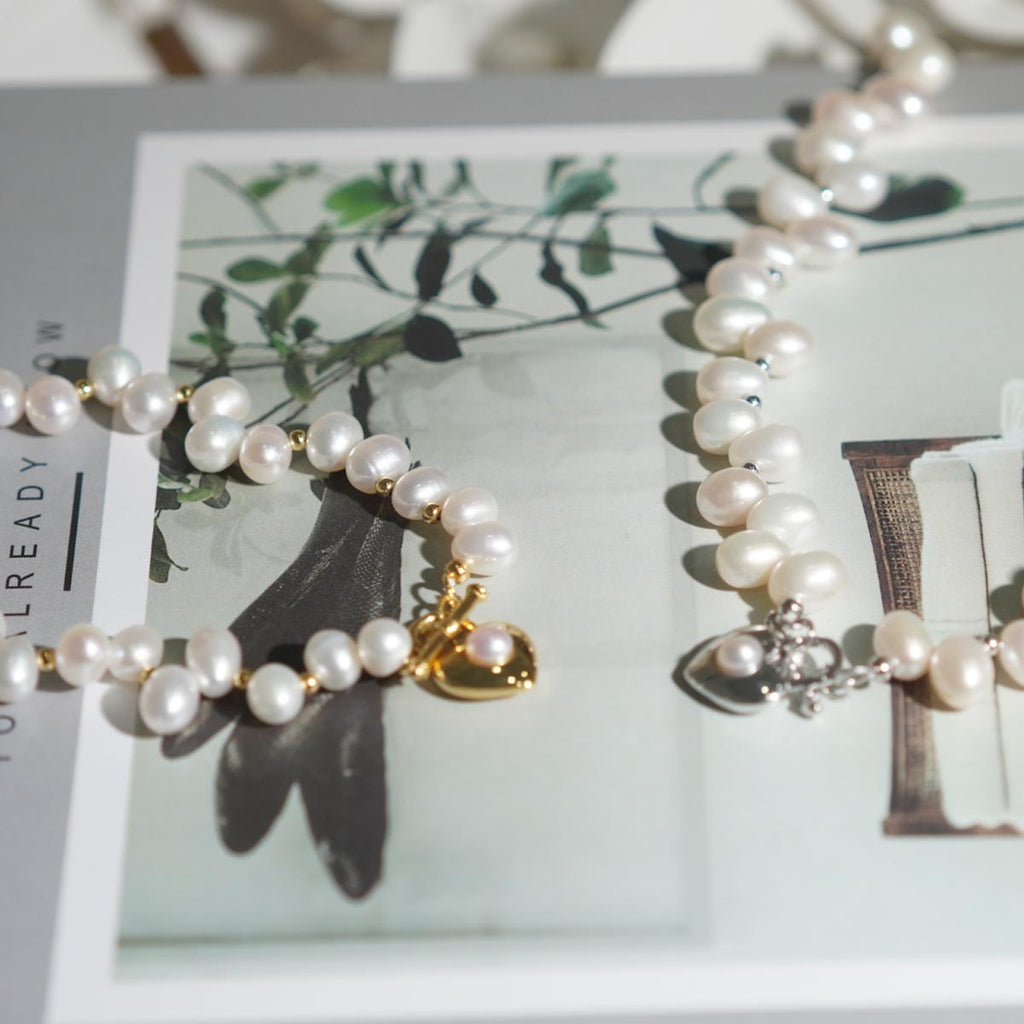 Women's Elegant Pearl & Sterling Silver Heart Necklace – Timeless Sophistication for Every Occasion