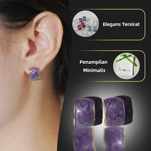Cargar imagen en el visor de la galería, Subang Stud, Resin Berkilauan dalam Warna Ungu, Merah, Putih dan Biru-Kelabu, Sesuai untuk Dipakai Harian
