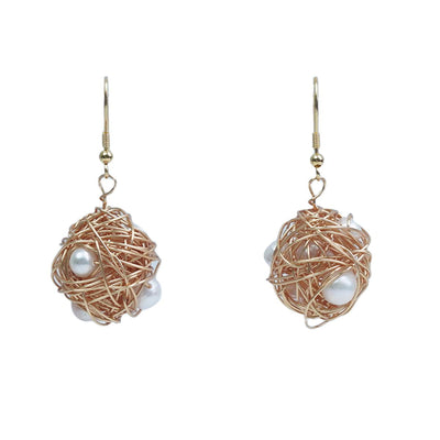 【Earrings】Natural Inspired Bird's Nest Pearl Earrings, Delicate & Luxury Style for Fashion Women