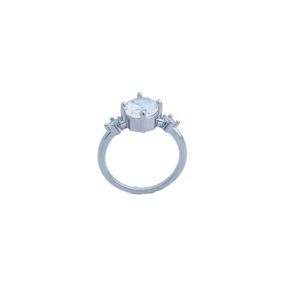 Minimalist Copper Ring with Oval Zircon, Modern Geometric Everyday Accessory for Fashion Women