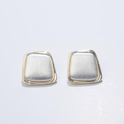 【Stud Earrings】Silver Geometric Irregular Rectangle Earrings, Minimalist Chic for Fashion Lovers