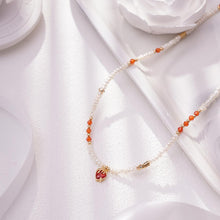 Load image into Gallery viewer, 【Pendant Necklace】Red Crystal Copper Chain Natural Freshwater Pearl Beaded Pendant Necklace, Retro Elegant Jewelry Gift for Women