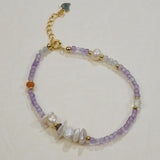 【Beaded Bracelet】Natural Amethyst & Pearl Bracelet, Retro Romantic Style, Perfect for Fashion Women