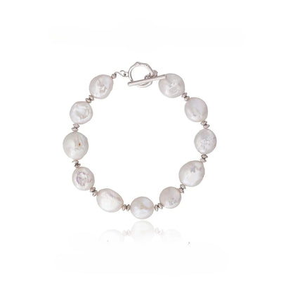 【Bracelet】S925 Chain with Natural Freshwater Pearl Bead Bracelet, Hypoallergenic Bracelet Elegant Gift for Women