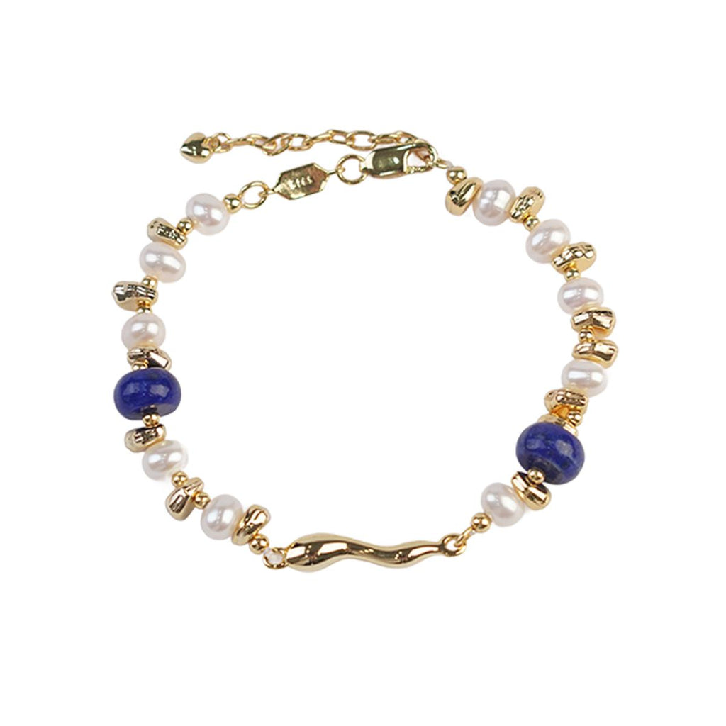 【Necklace&Bracelet】Elegant Retro Necklace/Bracelet with Pearl&Lapis Lazuli for Women,Ideal for Daily Wear and Gifting