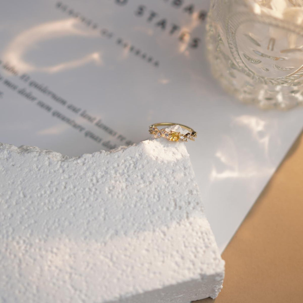 【Open Ring】Gold/Silver Plated Copper Alloy Rings with Yellow/Green Square Zircon, Chic Daily Jewelry for Women