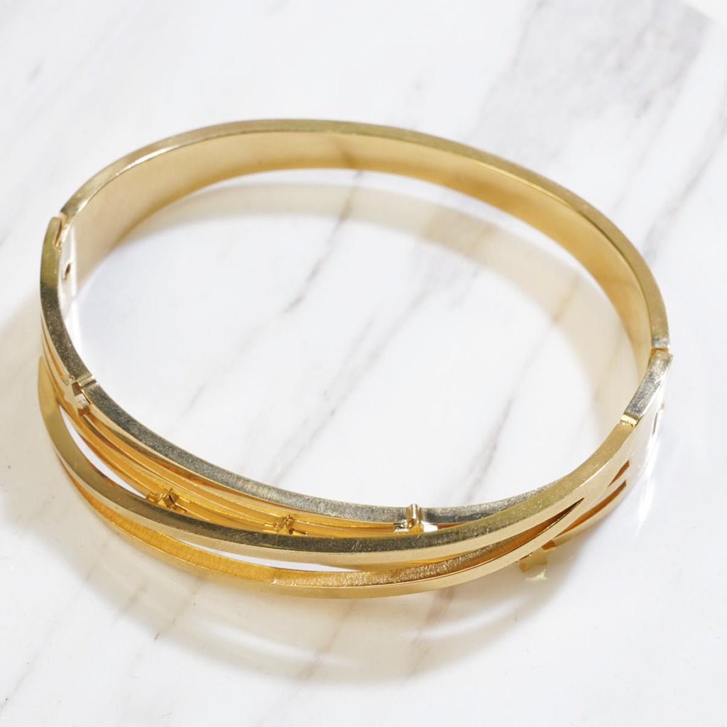 Geometric Stacked Gold-Plated Bracelet for Women - Minimalist Luxe Charm