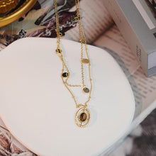 Load image into Gallery viewer, 【Pendant Necklace】 Asymmetric Chain Design with Tiger Eye Pendant Necklace for Elegant Women