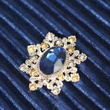 Vintage Style Oval Blue Rhinestone Brooch | Crystal & Zircon | Elegant for Women's Formal & Retro Outfits