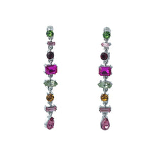 Load image into Gallery viewer, 【Drop Earrings】Silver Plated Alloy Earrings with Multi Color Stones, Glam Retro &amp; Artistic Style for Ladies