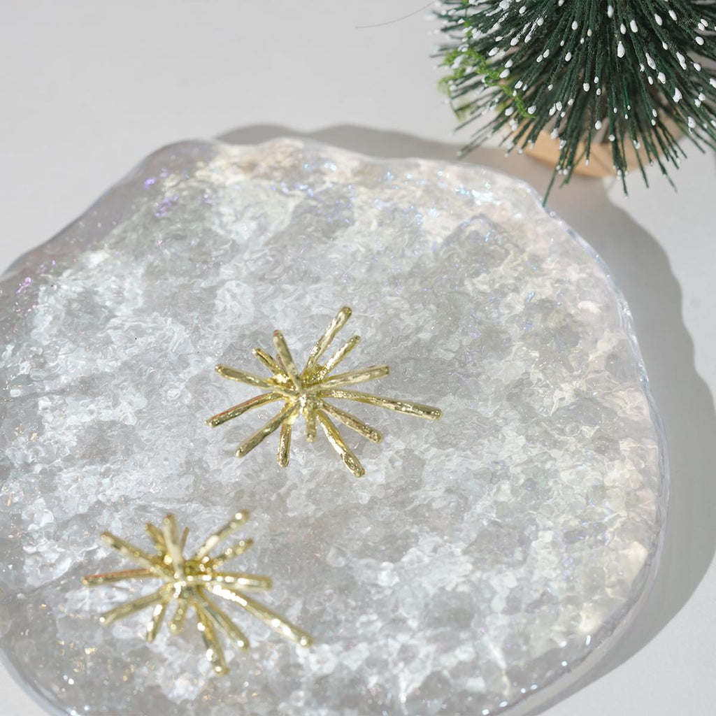 【Stud Earrings】Gold Plated Firework Motif Earrings Dynamic Elegant Design for Daily Wear