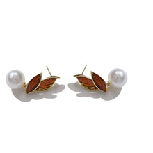 Load image into Gallery viewer, 【Stud Earrings】Gold - Plated Leaf &amp; Faux Pearl Earrings,Natural Inspiration for Causal Wear
