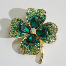Load image into Gallery viewer, Kerongsang Semanggi Bertuah, Bingkai Aloi Emas, Warna Hijau / Ungu, Pesona Bersinar, Sesuai untuk Gaya Segar pin  brooch