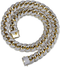 Charger l&#39;image dans la galerie, YOSZO 14mm/18mm 18K Gold Plated Iced Out CZ Lab Diamond Miami Mens Choker Cuban Link Chain for Women Necklace Hip Hop