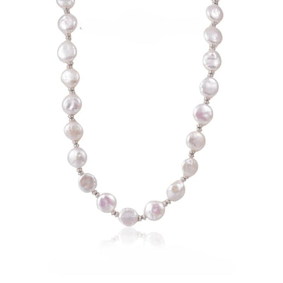 【Pendant Necklace】Silver Freshwater Pearl Chain Necklace Minimalist Elegant Jewelry for Women