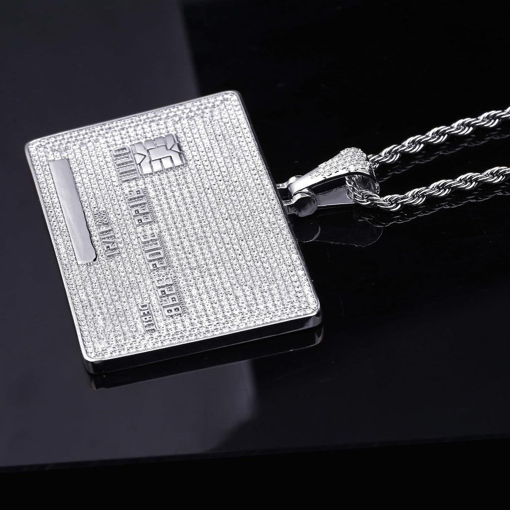 YOSZO Pendant Necklace Men Rope Gold Chain for Women Iced out 18K Gold Plated Cubic Zirconia V Card Pendant Chain Custom Name Necklace 24 Stainless Steel