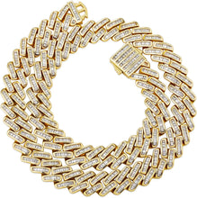 Charger l&#39;image dans la galerie, YOSZO Baguette Cuban Link Chain for Men Gold Choker Necklace Iced out Diamond Hio Hop Miami Cuban Chain for Women 12mm/18mm 14K Gold Plated Gold Jewelry