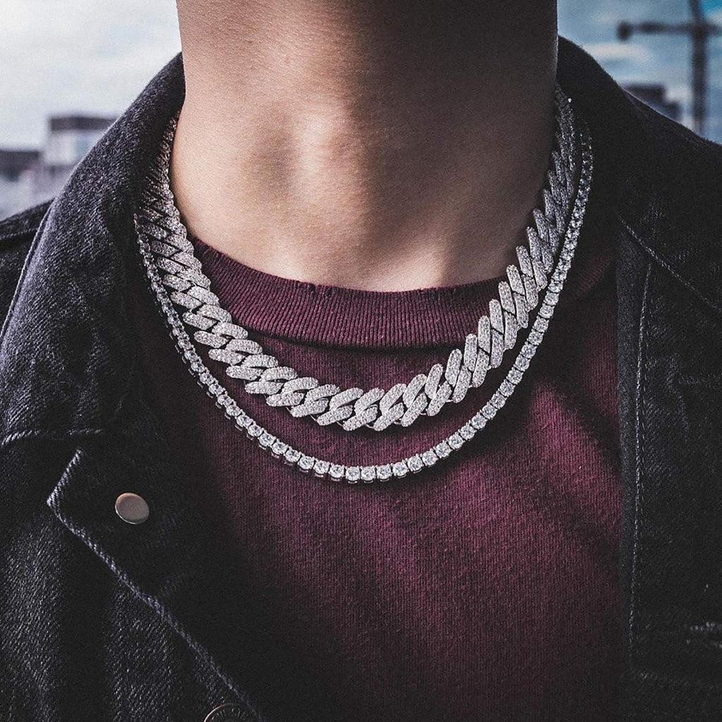 YOSZO Cuban Link Chain for Men 14mm 6 Times 14K Gold Plated Iced out Lab Diamond Miami Curb Cadenas De Oro Para Hombres Choker for Women with Box Clasp Hip Hop