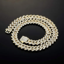 Cargar imagen en el visor de la galería, YOSZO Baguette Cuban Link Chain for Men Gold Choker Necklace Iced out Diamond Hio Hop Miami Cuban Chain for Women 12mm/18mm 14K Gold Plated Gold Jewelry