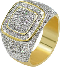 Charger l&#39;image dans la galerie, YOSZO Men Ring 14K Gold Cluster Iced Out Lab Simulated Diamond Band Micropave Bling Ring for Women