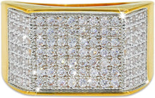 Laden Sie das Bild in den Galerie-Viewer, YOSZO 18k Gold Plated Hip Hop Iced Out Square Bling Ring Cubic Zirconia Statement Wedding Band Ring for Women Men