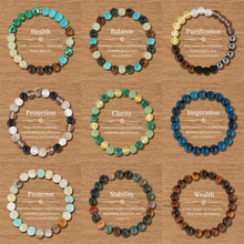Load image into Gallery viewer, 9PCS Healing Crystal Bracelet Set for Women &amp; Men, 8mm Natural Stone Beaded Bracelets for Anxiety Relief, Good Luck &amp; Protection, Unisex Yoga Meditation Spiritual Jewelry Gift