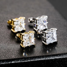 Cargar imagen en el visor de la galería, YOSZO Square Screw Stud Earrings For Men 5A+ Cubic Zirconia 925 Sterling Silver Screw Stud Back Square Flat Cartilage Hypoallergenic Stud Earrings