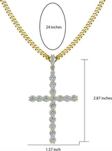 Load image into Gallery viewer, YOSZO 14K Gold&amp;Silver Plated Iced out CZ 3&quot; Lab Diamond Cross Pendant Chain for Men and Women