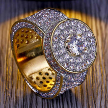 Load image into Gallery viewer, YOSZO Gold Ring 18k Gold Plated Cluster Hip Hop Iced Out Lab Simulated Diamond Micro Pave CZ Pinky Ring Jewelry for Men Women