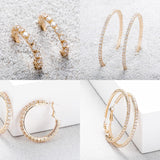 YOSZO Big Large Iced Out Hoop Cuff Circle Earrings Gold or Rhodium Plated Cubic Zirconia Inlaid Hypoallergenic Tennis Earrings For Women-Silver 8CM
